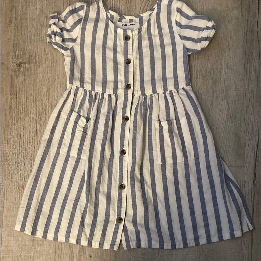 Old Navy Blue and White Striped Kids Casual Dress